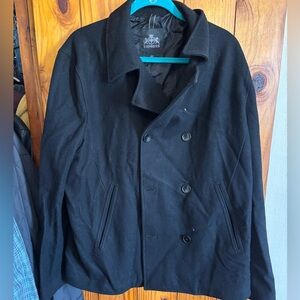 Express Men's Pea Coat Jacket Black Double-Breasted Classic Coat